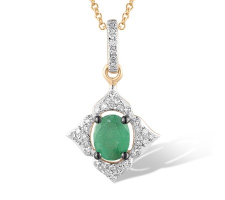 14KYWB Pendant Diamond,Emerald (P309371EMR14KYWB)