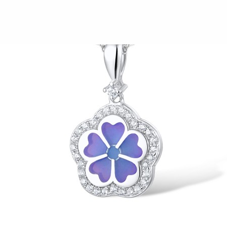 Sterling Silver Pendant Enamel,White Cubic Zirconia (P309595ENASL925)