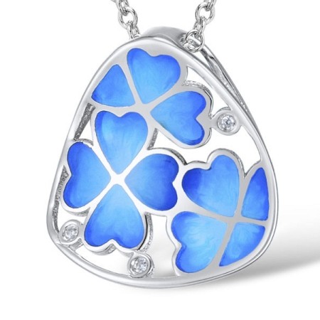 Sterling Silver Pendant Enamel,White Cubic Zirconia (P309601ENASL925)