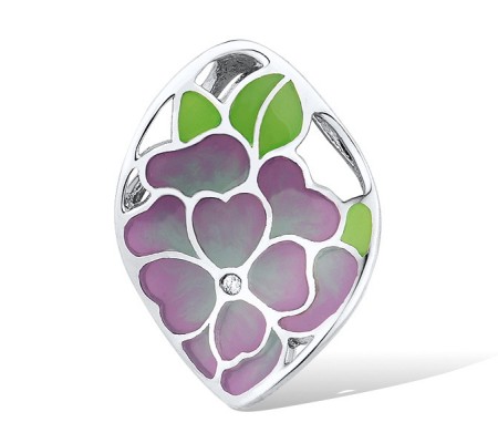 Sterling Silver Pendant Enamel,White Cubic Zirconia (P309606ENASL925)