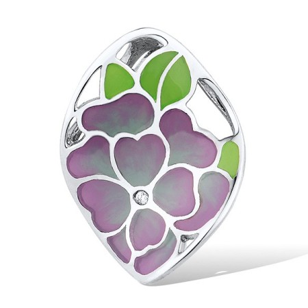 Sterling Silver Pendant Enamel,White Cubic Zirconia (P309606ENASL925)