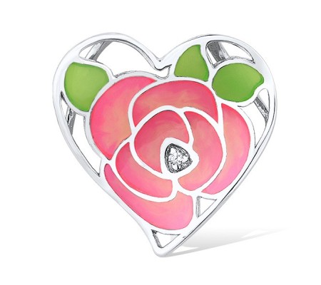 Sterling Silver Pendant Enamel,White Cubic Zirconia (P309607ENASL925)