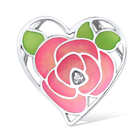 Sterling Silver Pendant Enamel,White Cubic Zirconia (P309607ENASL925)