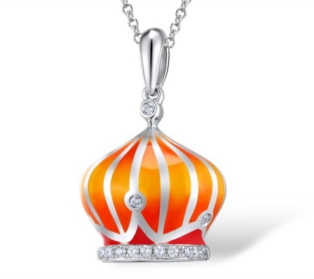Sterling Silver Pendant Enamel,White Cubic Zirconia (P309634ENASL925)