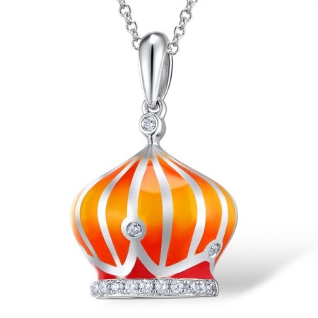 Sterling Silver Pendant Enamel,White Cubic Zirconia (P309634ENASL925)