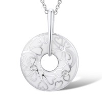 Sterling Silver Pendant Enamel,White Cubic Zirconia (P309726ENASL925)