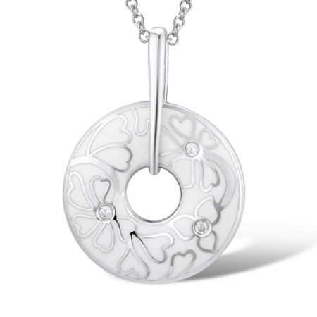Sterling Silver Pendant Enamel,White Cubic Zirconia (P309726ENASL925)