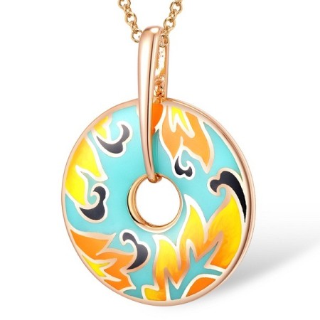 Sterling Silver w/ Rose Plating Pendant Enamel (P309853ENASR925)