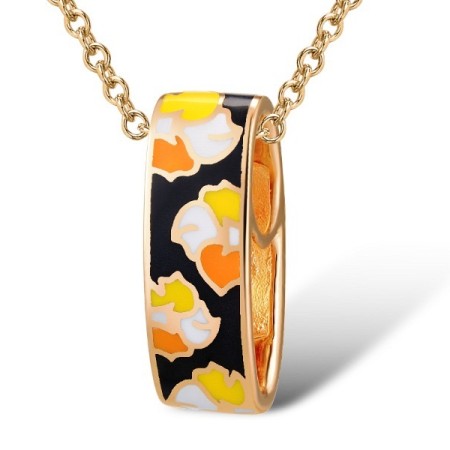 Sterling Silver w/ Rose Plating Pendant Enamel (P309857ENASR925)