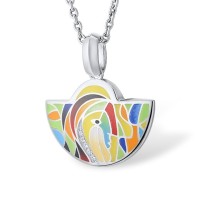 Sterling Silver Pendant Enamel,White Cubic Zirconia (P309882ENA2SL925)