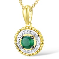 14KYWB Pendant Diamond,Emerald (P310130EMR14KYWB)