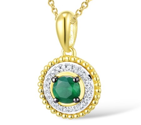 14KYWB Pendant Diamond,Emerald (P310130EMR14KYWB)