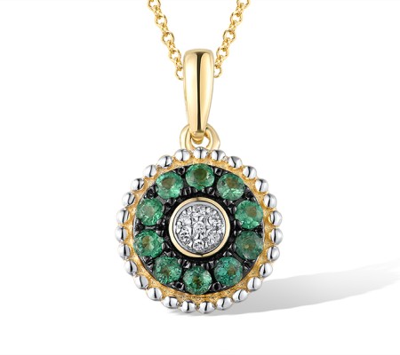 14KYWB Pendant Diamond,Emerald (P310132EMR14KYWB)