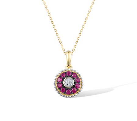 14KYWB Pendant Diamond,Ruby (P310132RUY14KYWB)