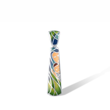 Sterling Silver Pendant Enamel,White Cubic Zirconia (P310221ENASL925)