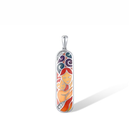 Sterling Silver Pendant Enamel,White Cubic Zirconia (P310225ENASL925)