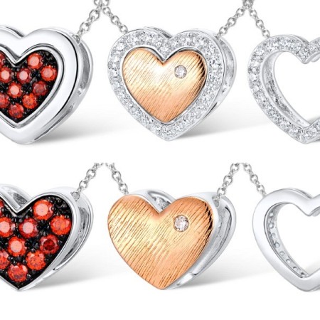 Sterling Silver w/ Rose Black White Plating Pendant Garnet Cubic Zirconia,White Cubic Zirconia (P310233GZZSV925)