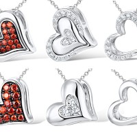 Sterling Silver w/ Black White Plating Pendant Garnet Cubic Zirconia,White Cubic Zirconia (P310234GZZSK925)