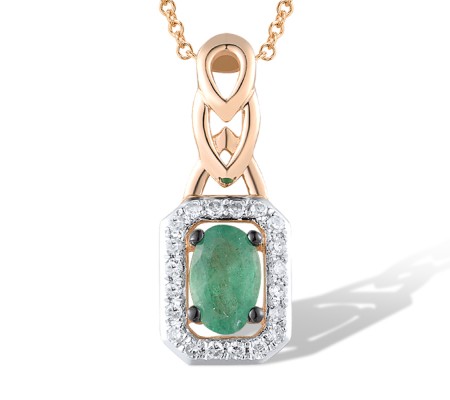 14KRWB Pendant Diamond,Emerald (P310366EMR14KRWB)