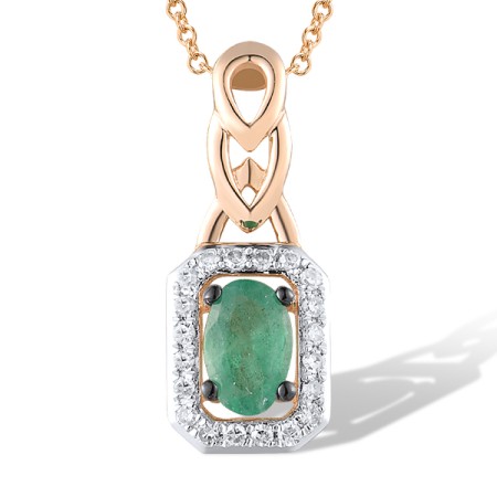 14KRWB Pendant Diamond,Emerald (P310366EMR14KRWB)