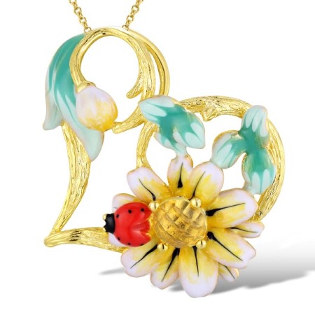 Sterling Silver w/ Yellow Plating Pendant Enamel,Yellow Glass (P310788ENASY925)