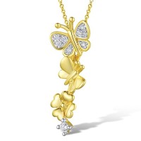 Sterling Silver w/ IONIC YELLOW PLATING Pendant White Cubic Zirconia (P310838WCZSP925)