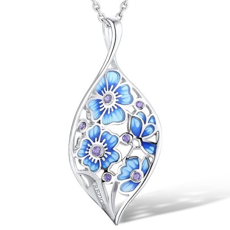 Sterling Silver Pendant Amethyst Cubic Zirconia,Enamel (P311386ENASL925)