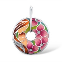 Sterling Silver Pendant Created white sapphire,Enamel (P311412ENASL925)