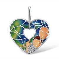 Sterling Silver Pendant Created white sapphire,Enamel (P311413ENASL925)