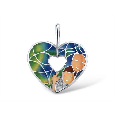 Sterling Silver Pendant Created white sapphire,Enamel (P311413ENASL925)