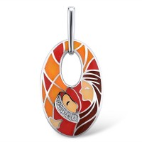Sterling Silver Pendant Created white sapphire,Enamel (P311414ENASL925)