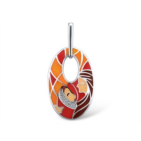 Sterling Silver Pendant Created white sapphire,Enamel (P311414ENASL925)