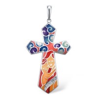 Sterling Silver Pendant Created white sapphire,Enamel (P311415ENASL925)