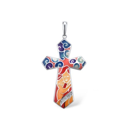 Sterling Silver Pendant Created white sapphire,Enamel (P311415ENASL925)