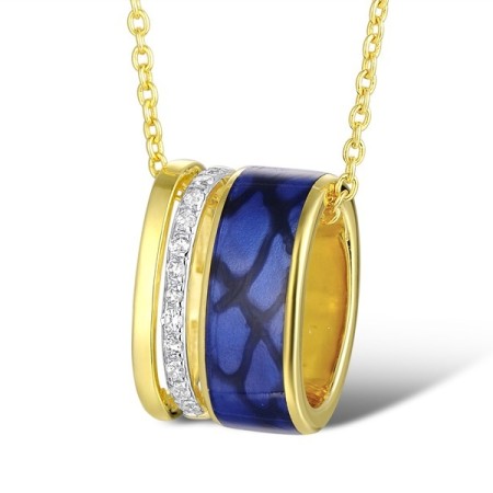 Sterling Silver w/ IONIC YELLOW PLATING Pendant Enamel,White Cubic Zirconia (P311877ENASP925)