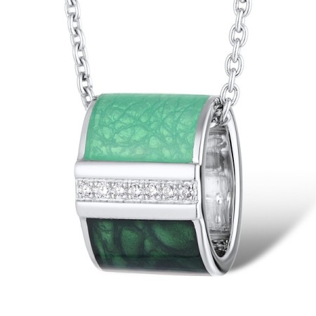 Sterling Silver Pendant Enamel,White Cubic Zirconia (P311879ENASL925)