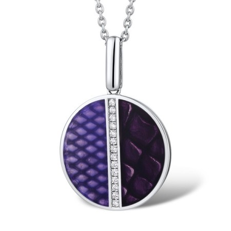 Sterling Silver Pendant Enamel,White Cubic Zirconia (P311880ENASL925)