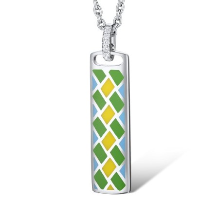 Sterling Silver Pendant Enamel,White Cubic Zirconia (P311912ENASL925)