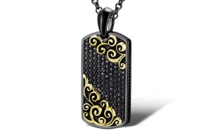 Sterling Silver w/ Yellow Black Plating Pendant Black spinel (P312255BSNSC925)