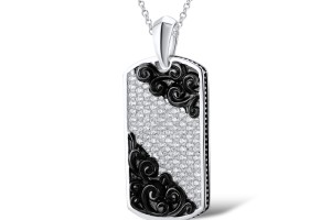 Sterling Silver w/ Black White Plating Pendant White Cubic Zirconia (P312255WCZSK925)