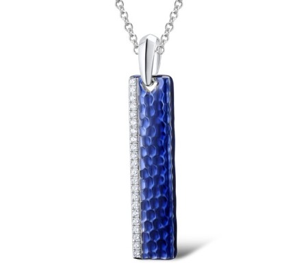 Sterling Silver Pendant Enamel,White Cubic Zirconia (P312260ENASL925)