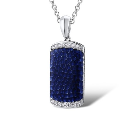 Sterling Silver Pendant Enamel,White Cubic Zirconia (P312264AENASL925)