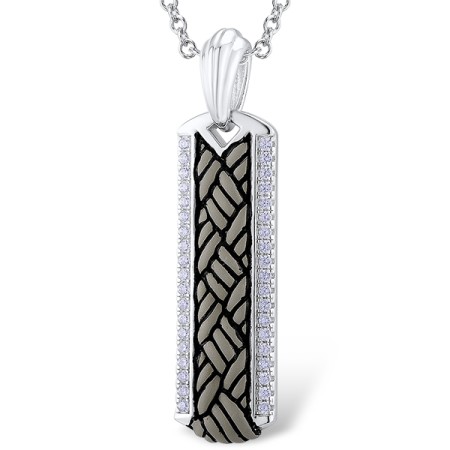 Sterling Silver Pendant Enamel,White Cubic Zirconia (P312266AENA1SL925)