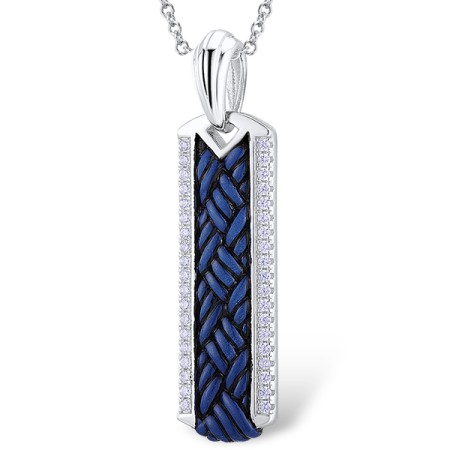 Sterling Silver Pendant Enamel,White Cubic Zirconia (P312266AENASL925)