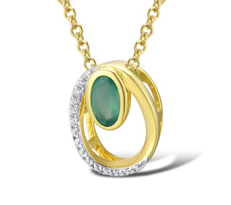 14KYW Pendant Emerald,Diamond (P312358EMR14KYW)