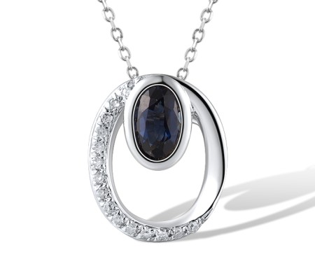 14KW Pendant Blue Sapphire,Diamond (P312358SAP14KW)