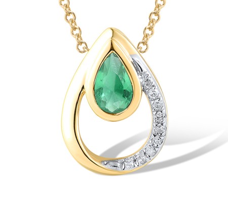 14KYW Pendant Emerald,Diamond (P312359EMR14KYW)