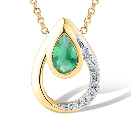 14KYW Pendant Emerald,Diamond (P312359EMR14KYW)