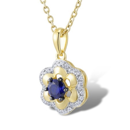 14KYWB Pendant Blue Sapphire,Diamond without chain (P312431SAP14KYWB)