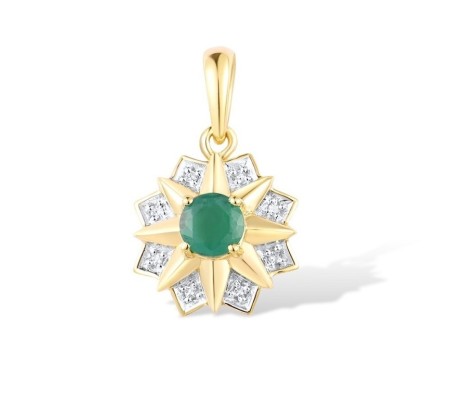 14KYW Pendant Diamond,Emerald (P312646EMR14KYW)